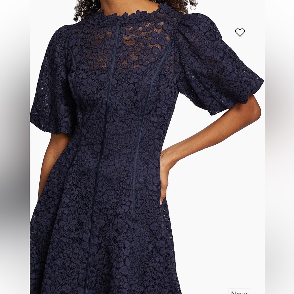 Teri Jon Rickie Freeman Balloon-Sleeve Floral Lace Cocktail Dress - Picture 3 of 16